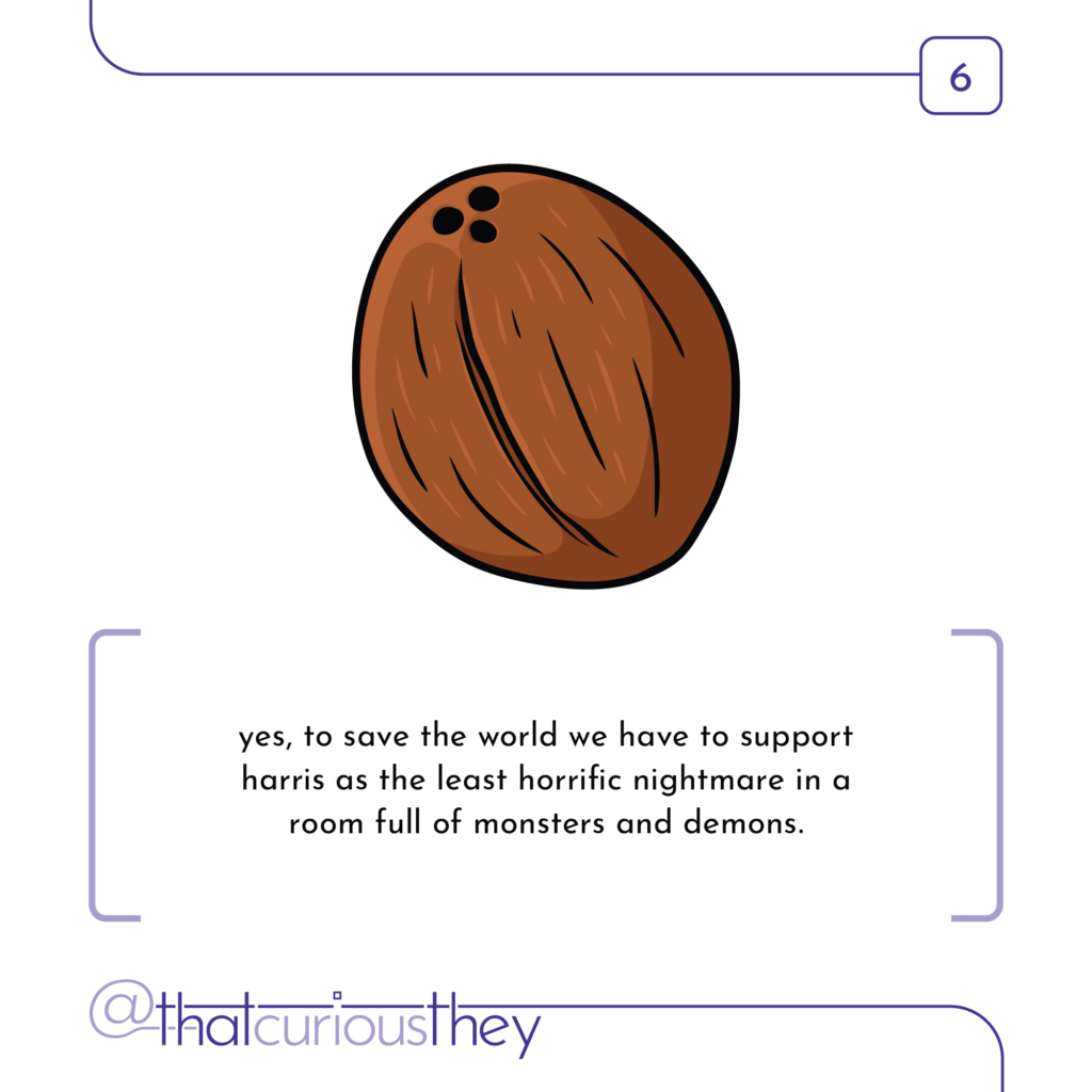 yes, to save the world we have to support harris as the least horrific nightmare in a room full of monsters and demons.